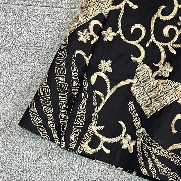 Talbots Collection A Line Skirt Size 2 Petite Black with Tan Allover Embroidery - Picture 5 of 12